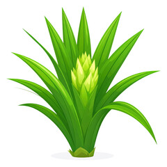 Obraz premium Cartoon Illustration of Isolated Pandanus Fruit with Vibrant Green Leaves on White Background for Design and Creative Projects