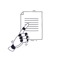 A robotic hand holding a document, symbolizing automation in document processing.