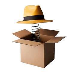 Fools hat on a spring out of a box isolated