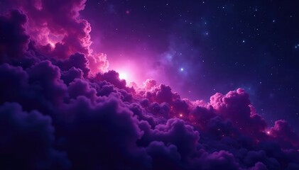 Obraz premium Mysterious purple nebula on a black background, cosmic dust and gas clouds , abstract, design