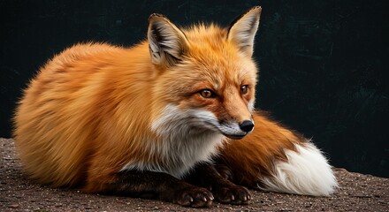 Fototapeta premium Resting Fox Looking Alert in Natural Habitat