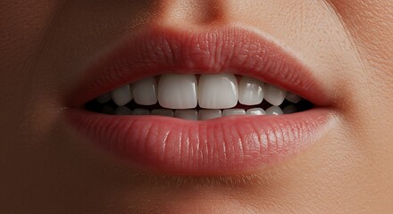Obraz premium Showing Healthy Teeth and Lips in a Close-up Image