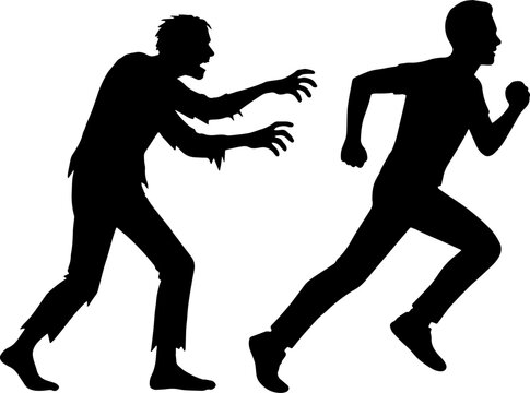 Zombie run behind the man 