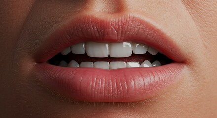Obraz premium Showing White Teeth and Lips in a Smile Close Up
