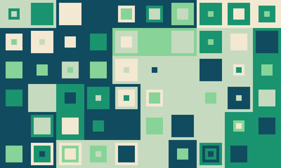 Abstract geometric design featuring an array of squares in muted greens, creams, and blues.  This versatile image evokes concepts of data, technology, or modern architecture.