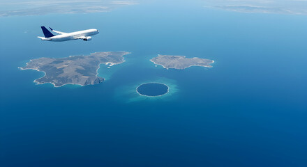 airplane,  plane,  aircraft, Airplane Flying Over Islands and Ocean