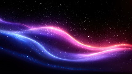 Obraz premium Abstract glowing wave of pink and blue with starfield background. Use for backgrounds, presentations, or web designs needing a cosmic feel.