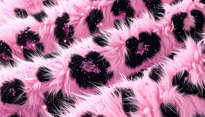 animal leopard print with black and pink in y2k glitter style photo
