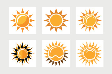 Fototapeta premium A set of sun icon vector art illustration. 
