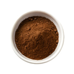 Coffee powder in white bowl isolated on transparent background