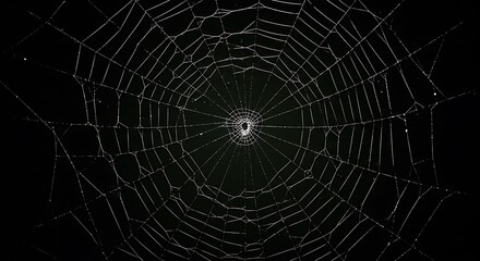 Obraz premium Spiderweb in the Dark Detailed Macro Shot, Simple Geometric Design