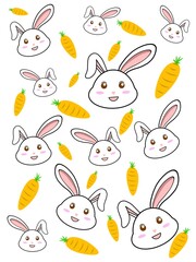 seamless pattern with rabbits and carrot