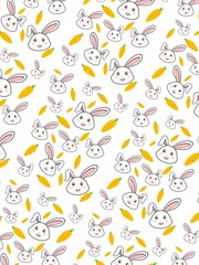 seamless pattern with rabbits and carrot