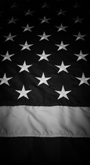 Fototapeta premium Closeup american flag monochrome image