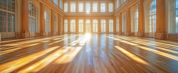 Grand hall bathed in sunlight