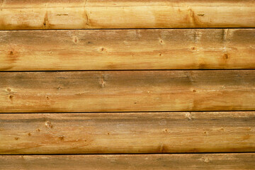 Obraz premium natural wooden log texture background showing horizontal aligned rustic timber planks, ideal for construction, architecture, or interior design concepts emphasizing warmth, nature, and craftsmanship