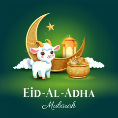 Sheep wishing Eid ul Adha Happy Bakra Id holy festival of Islam Muslim