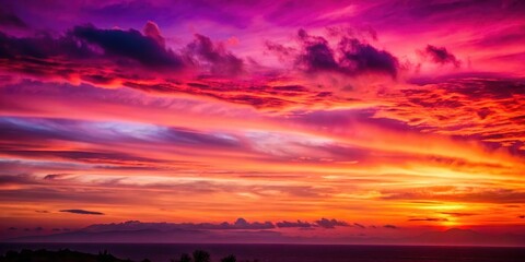 Fototapeta premium Gradient Red Sky at Sunset, breathtaking view, purple shades, breathtaking view, purple shades