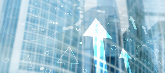 Arrow finance Trading concept 2025. Mixed Media Background