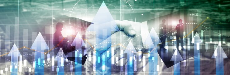 Stock market forex trading graph and candlestick chart suitable for financial investment concept