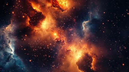 Fototapeta premium Vibrant Nebula in Space with Bright Colors and Stars