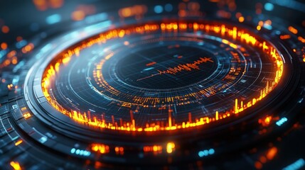 Futuristic digital interface with glowing concentric rings