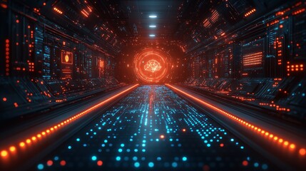 Futuristic Neural Network Corridor