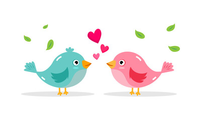 cute birds expressing their love vector illustration