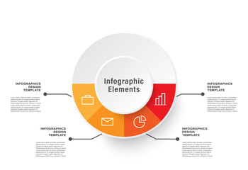 Pie chart vector infographic template with four parts.