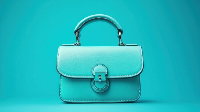 Teal handbag, studio shot