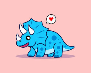cute cartoon triceratops dinosaur illustration