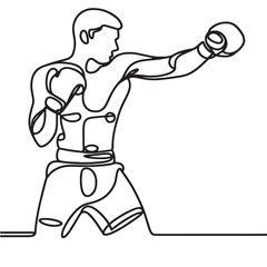 vector illustration of a boxer  simple continuous one line drawing