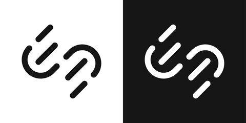 Abstract diagonal S logo composed of lines. Minimal tech design inspired by coding and programming brands.