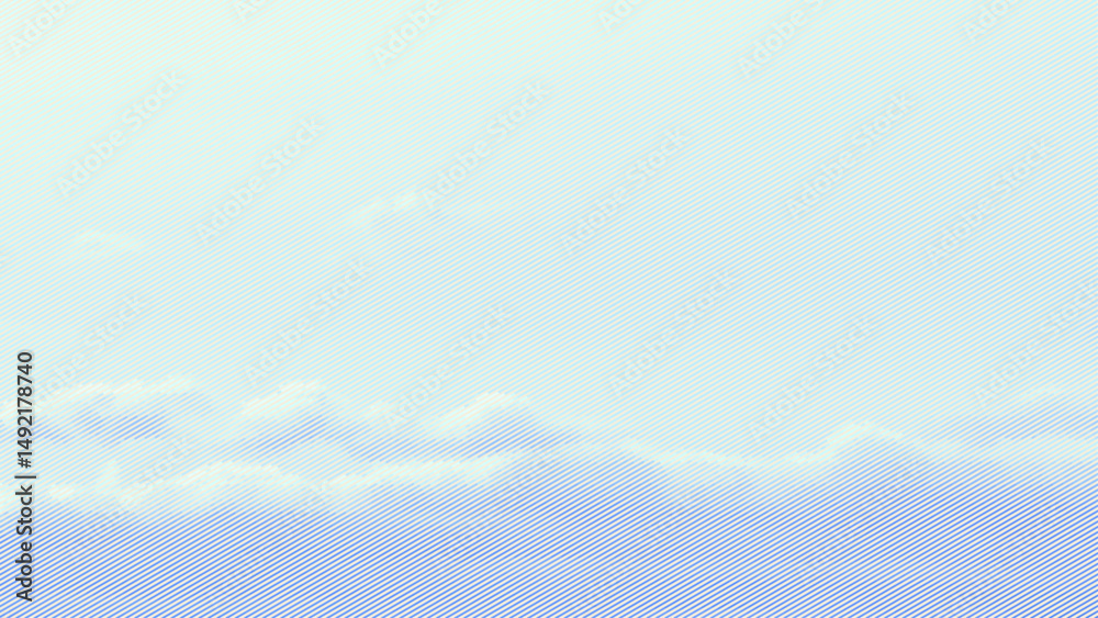 Leinwandbilder Blue sky with white clouds in retro engraving style. Abstract cloud pattern vector halftone texture background with copy space. Vector illustration.