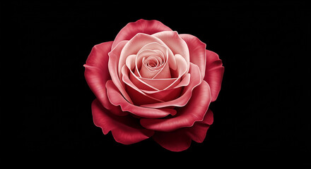 Fototapeta premium Exquisite red rose isolated on a black background with detailed petals