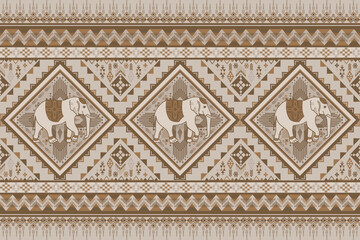 popular elephant pattern in asian style this elephant graphic is fashionable in thailand india and south east asia and this elephant and baby elephant can be for textile industry and any package