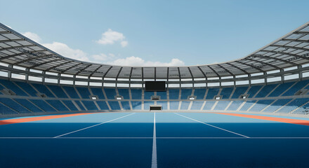 stadium,  arena,  empty, Empty Modern Stadium with Blue Field