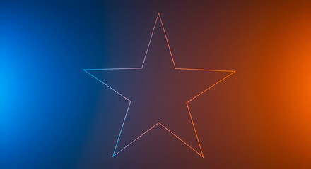 star,  neon,  outline, Neon Star Outline on Gradient Background
