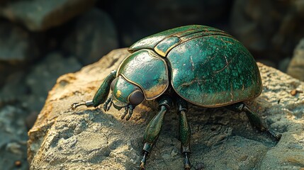 Obraz premium Emerald beetle on stone