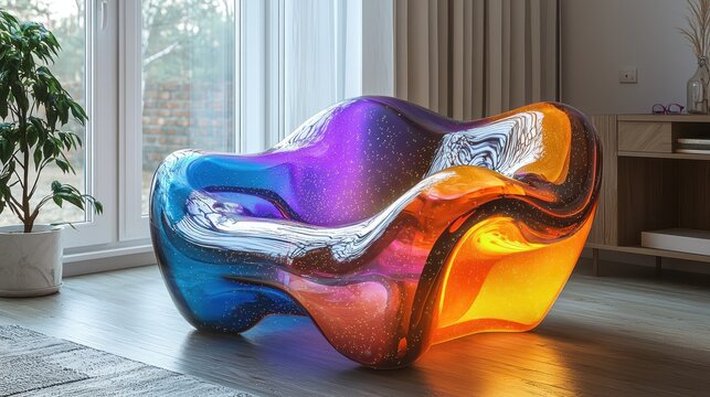 Modern, vibrant, flowing armchair