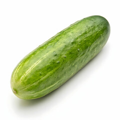 A fresh cucumber isolated on a white background, showcasing its smooth, green skin and crisp texture.