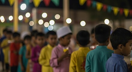 Obraz premium Ramadan Celebration: Children in Festive Procession