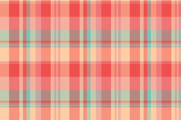 Creative vector seamless plaid, xmas textile background check. Fur fabric pattern tartan texture in red and orange colors.