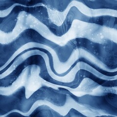 Abstract Digital Paint Tie Dye Watercolor Horizontal Wavy Liquid Stripes Lines Seamless Pattern Blurred Batik Background
