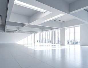 Fototapeta premium Simple Minimalist Liminal Space White Room Negative Space