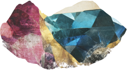 Faceted Geometric Pink Blue Gold Shape, cut out transparent