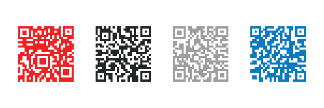 QR code set. Scan qr code icon. icon QR Code black outline for website design and mobile.