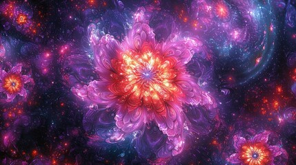 Fototapeta premium Abstract fractal flower in deep space