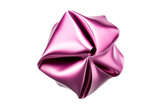 Pink metal shape with swirl, geometric form, cut out transparent - Powered by Adobe