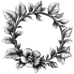 Floral frame with flower isolated on transparent background, png